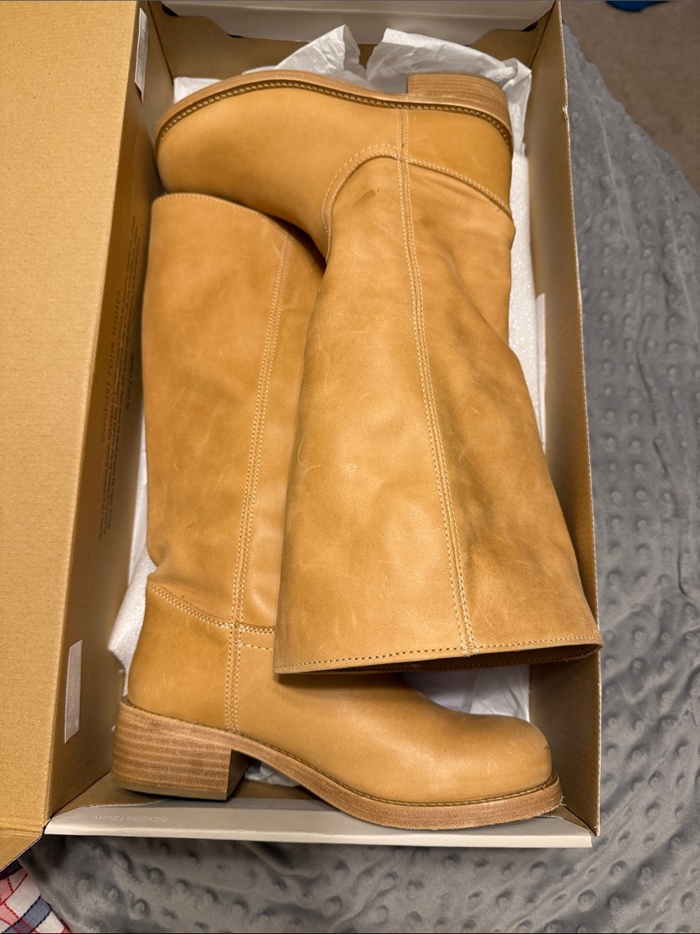 Naturalizer Tall Leather Heeled Boots in Tan. Wide calf